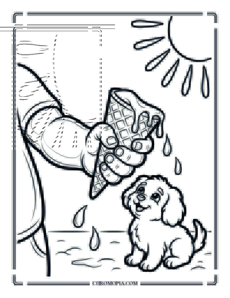 Childhood Ice Cream Melt Moment Coloring Page