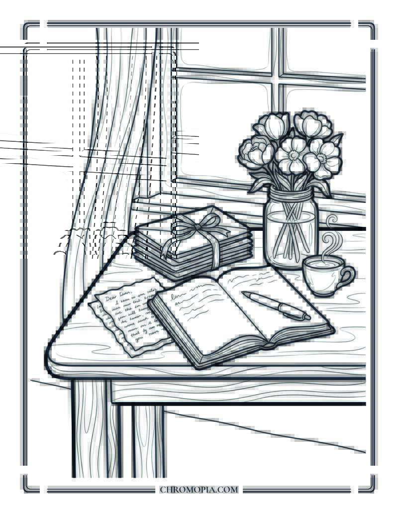 Summer Letters By The Window Coloring Page