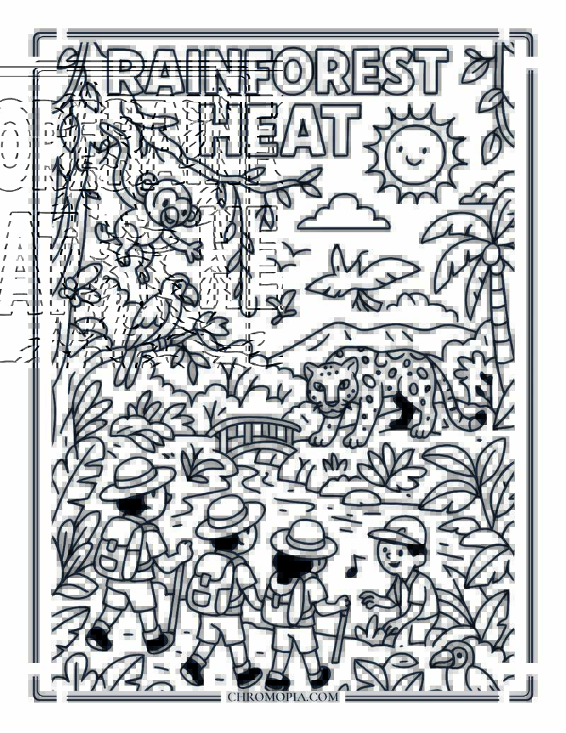 Amazon Rainforest Heat Adventure Coloring Page