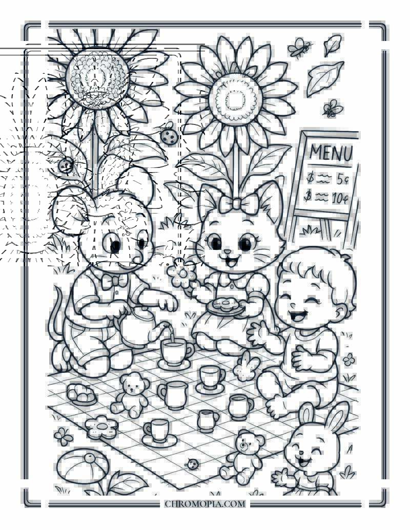 Garden Tea Party Coloring Page