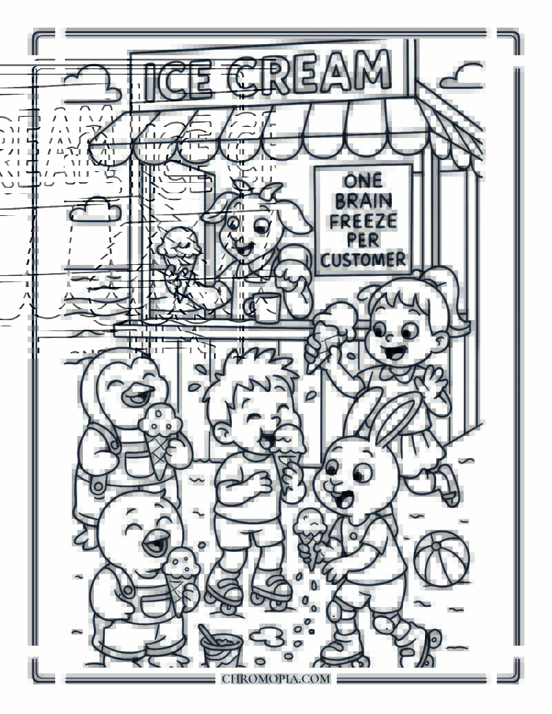 Ice Cream Stand Takeover Coloring Page