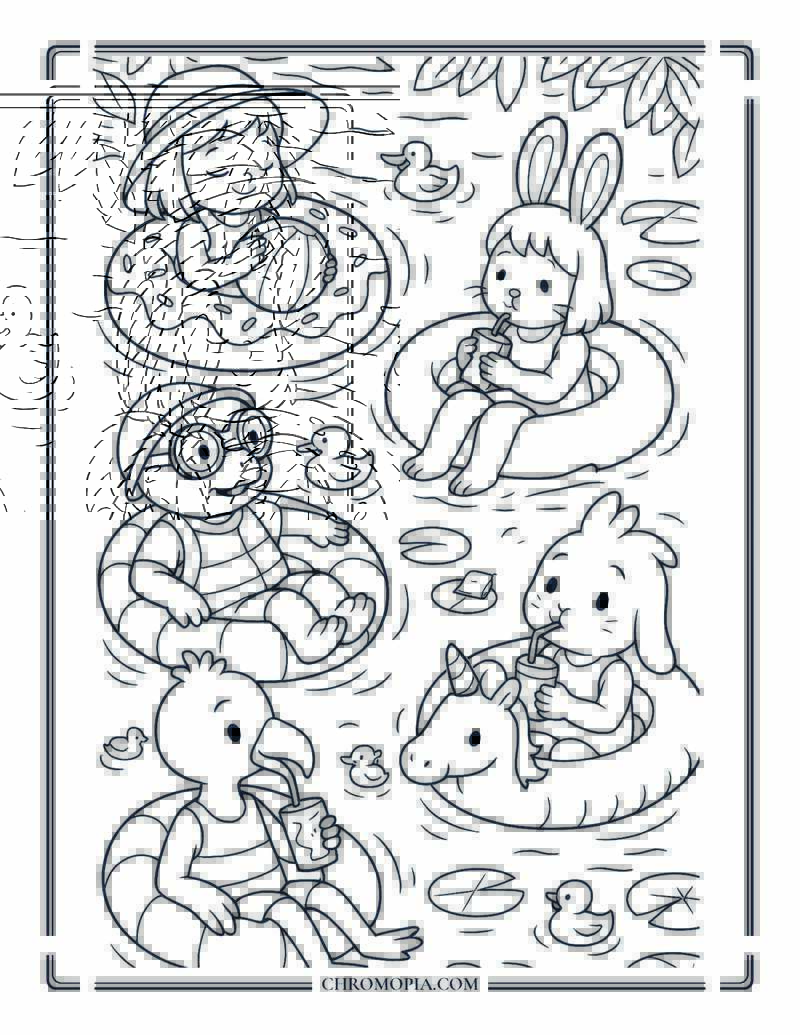 Lazy River Float Day Coloring Page