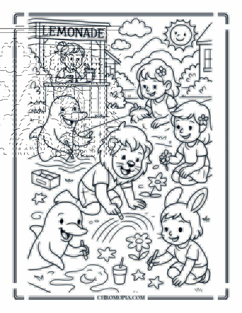 Sidewalk Chalk Parade Coloring Page