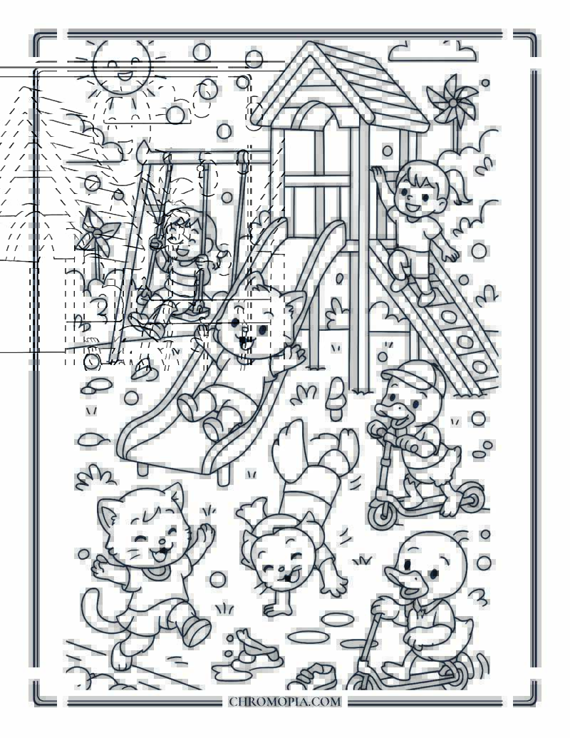 Summer Playground Takeover Coloring Page