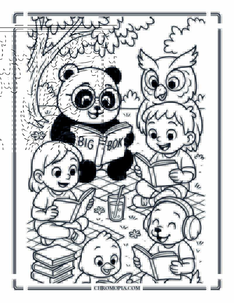Summer Reading Club In The Park Coloring Page