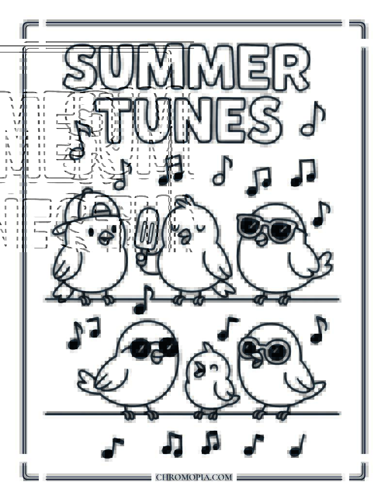 Chirping Summer Birds Coloring Page