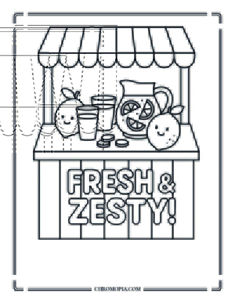 Lemonade Stand Moment Coloring Page