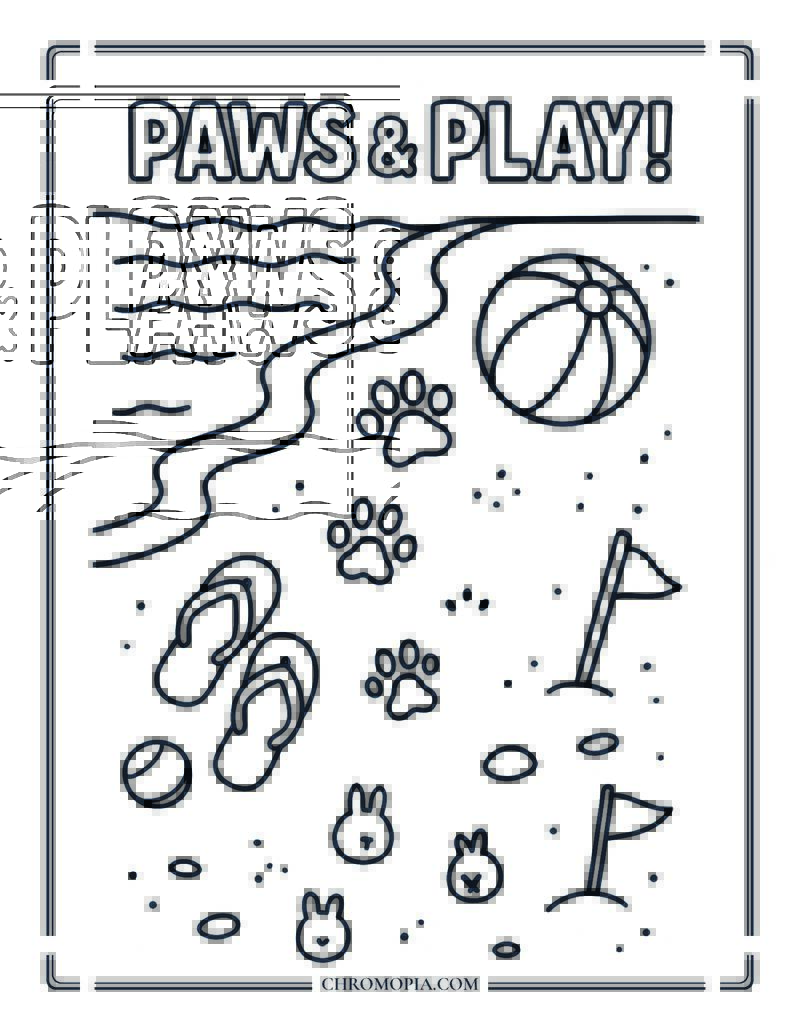 Paw Prints In The Sand Coloring Page