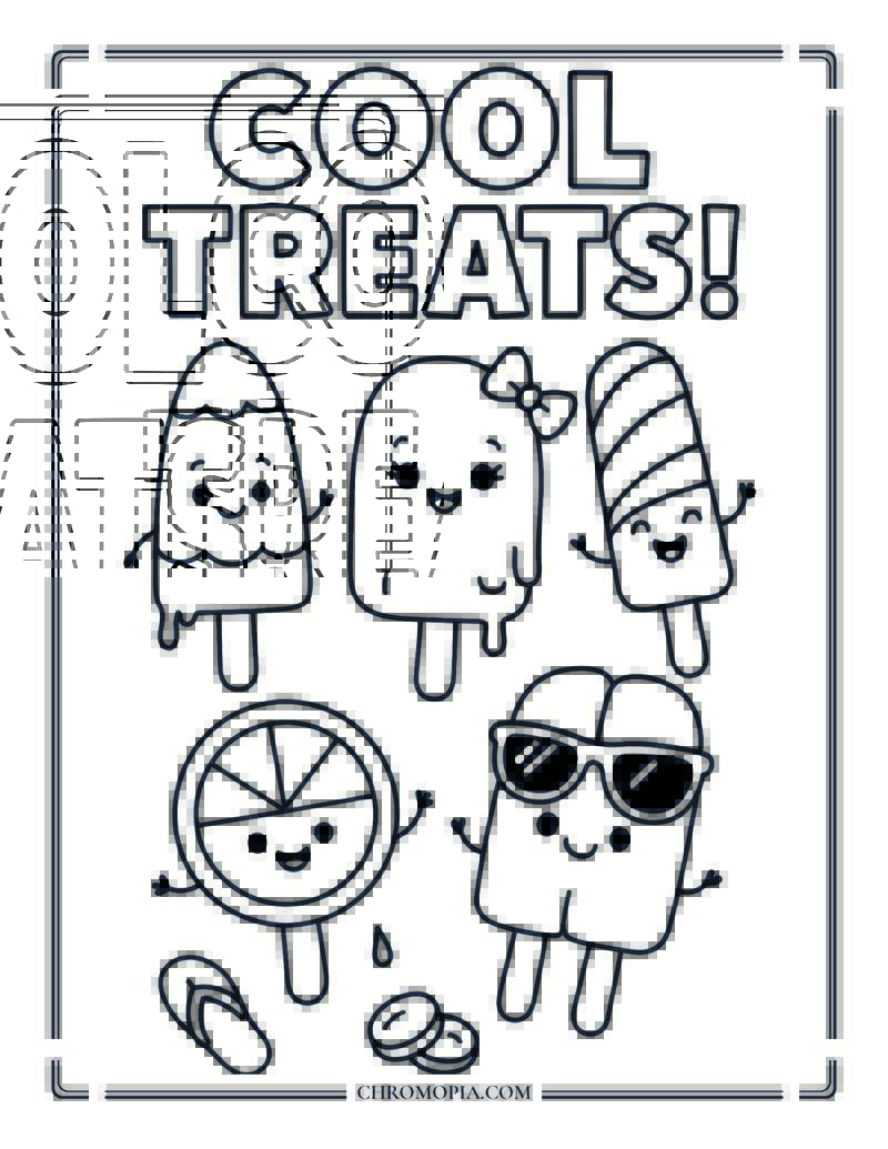 Popsicle Party Summer Coloring Page