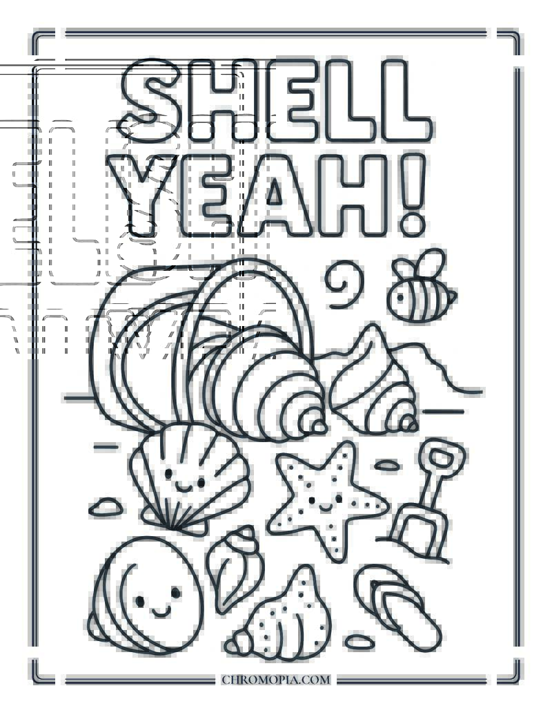 Seashell Collector Summer Coloring Page