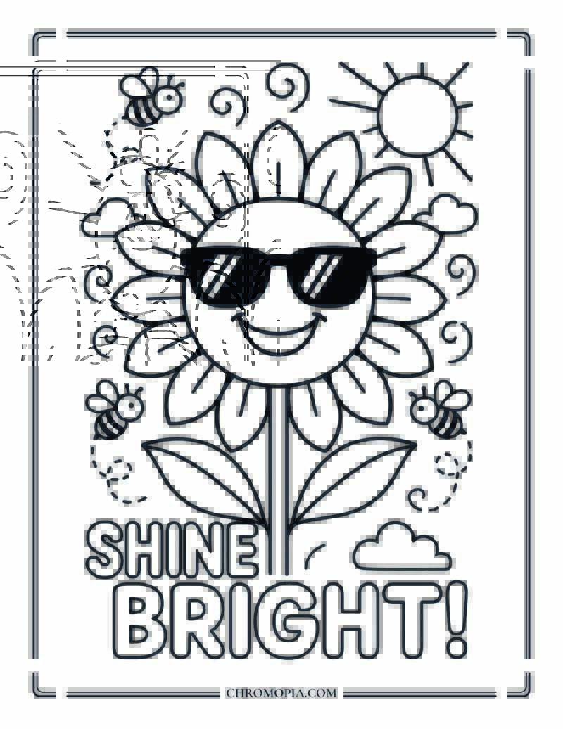 Sunflower Smile Summer Coloring Page
