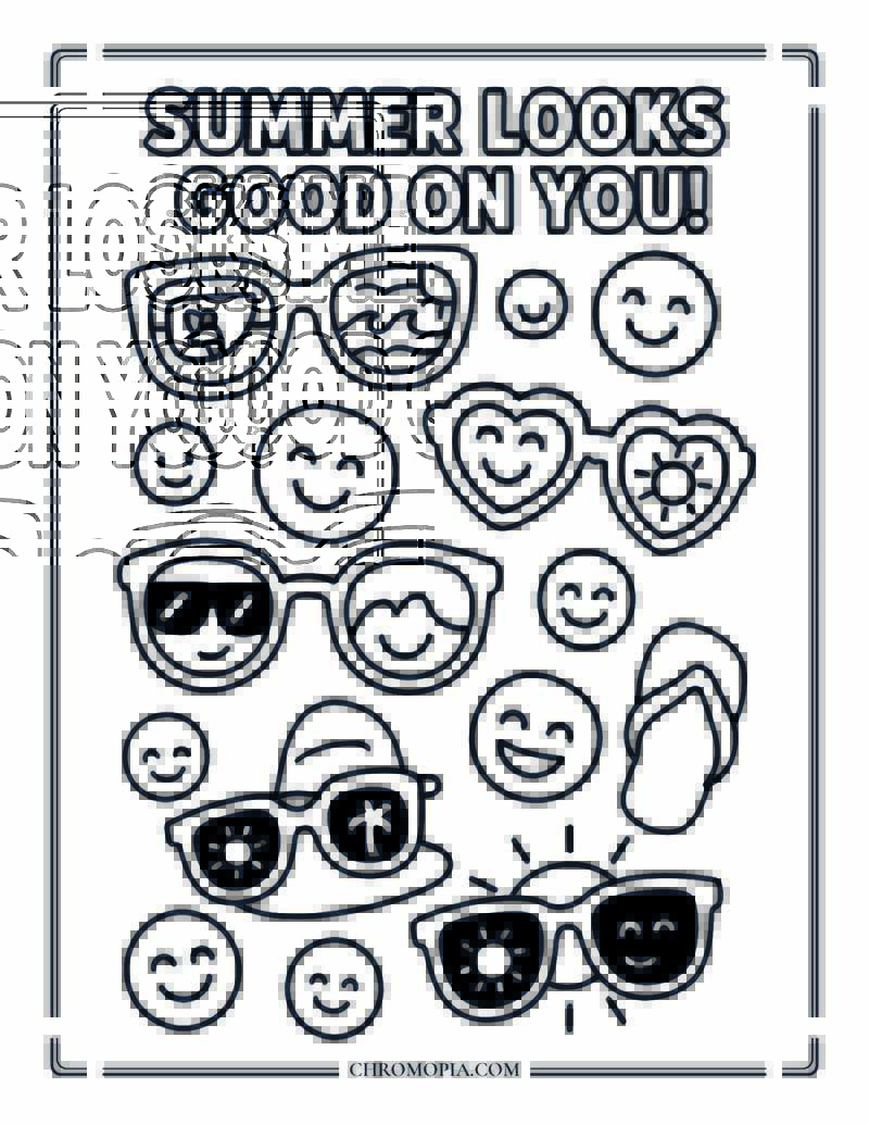 Sunglasses And Smiles Coloring Page