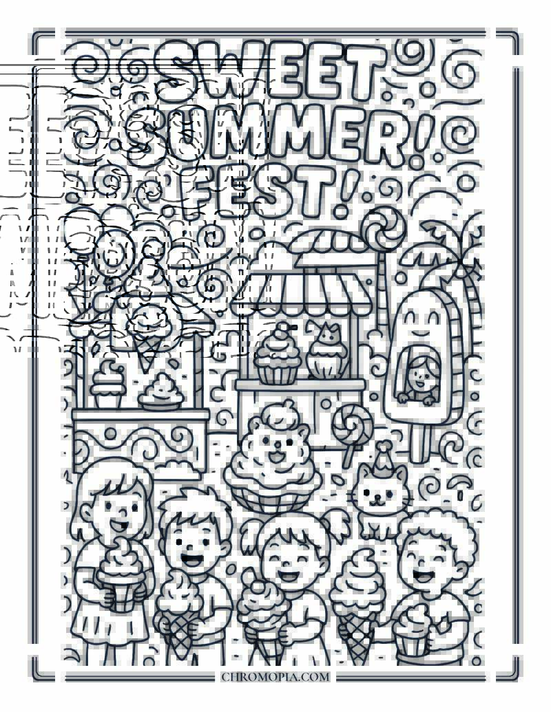 Ice Cream And Dessert Carnival Celebration Coloring Page