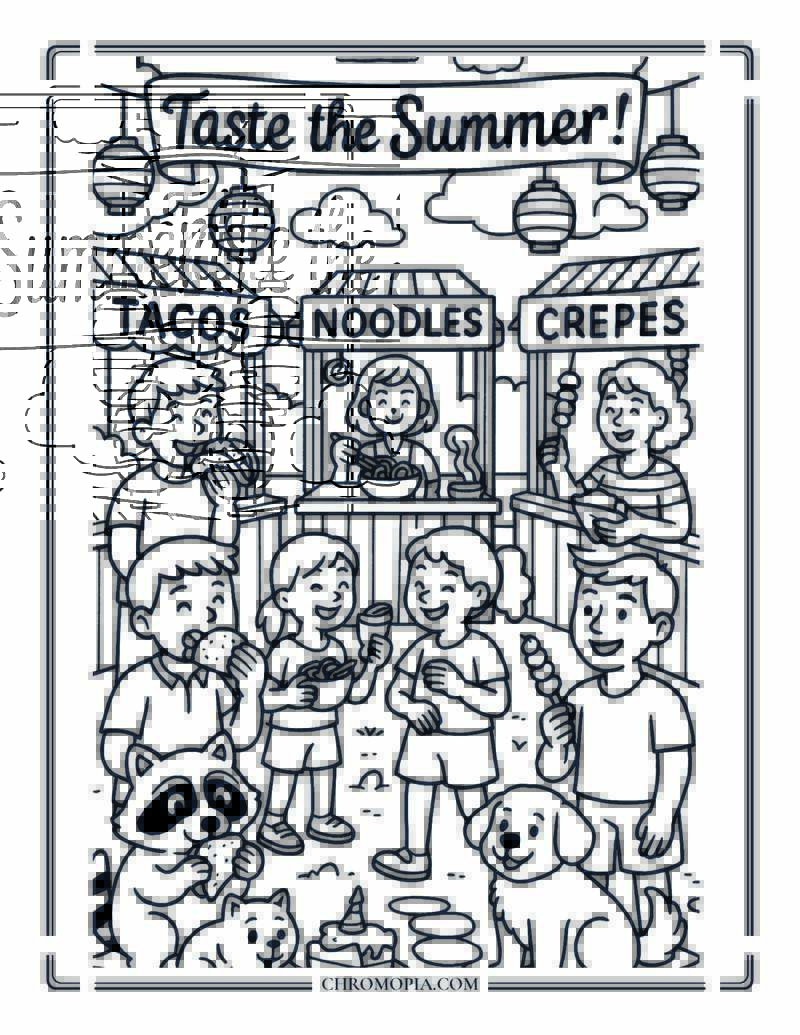 International Summer Food Festival Coloring Page