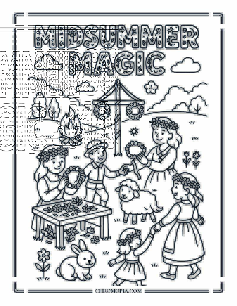 Midsummer Festival Celebration Coloring Page