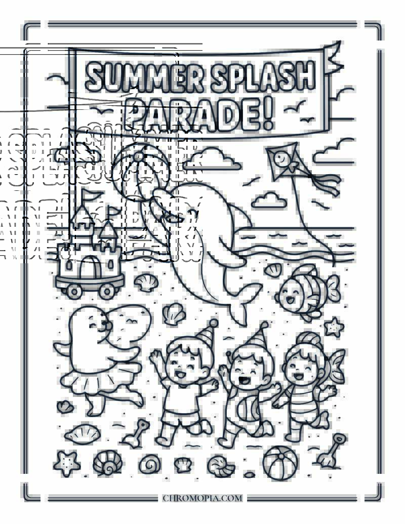 Ocean Parade Summer Celebration Coloring Page