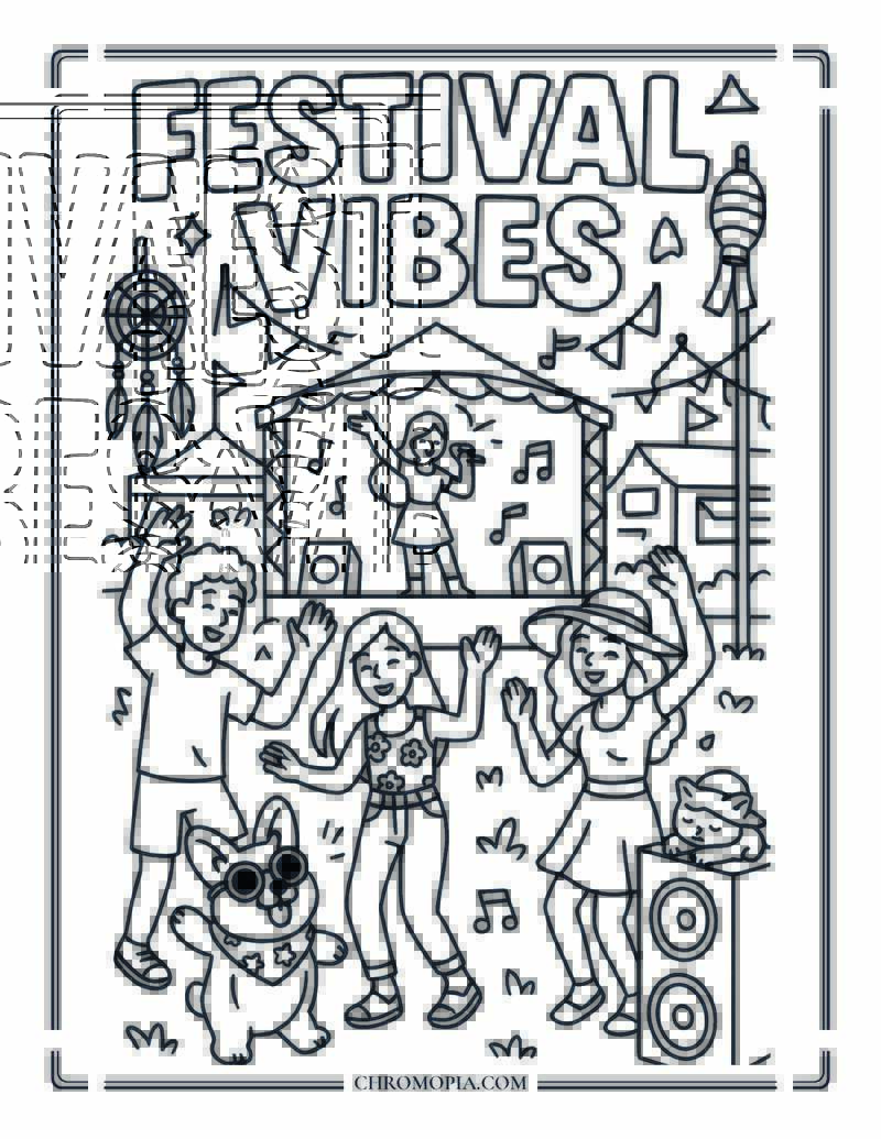 Summer Music Festival Vibes Coloring Page