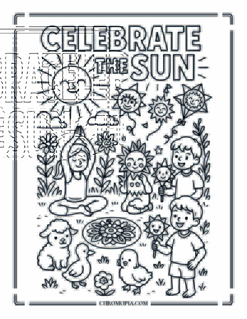 Summer Solstice Celebration Coloring Page