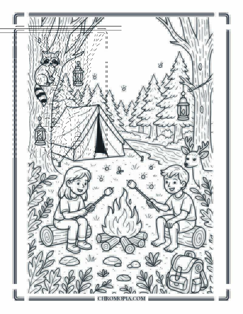 Camping Adventures Coloring Page