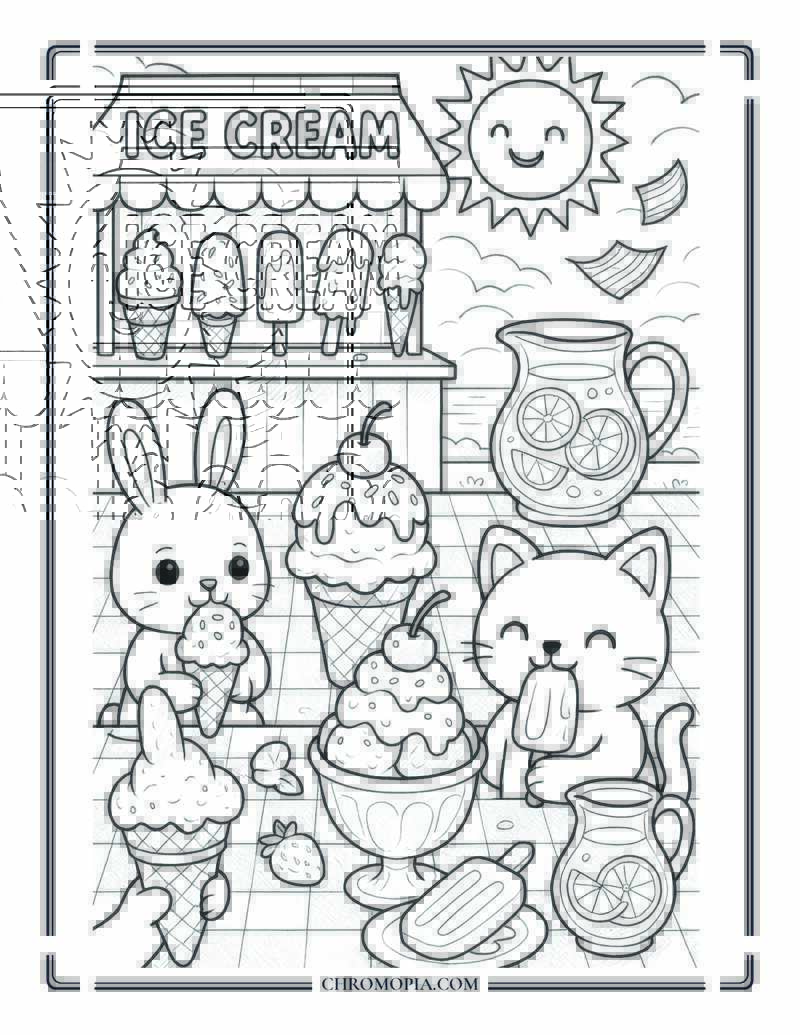 Ice Cream And Treats Coloring Page