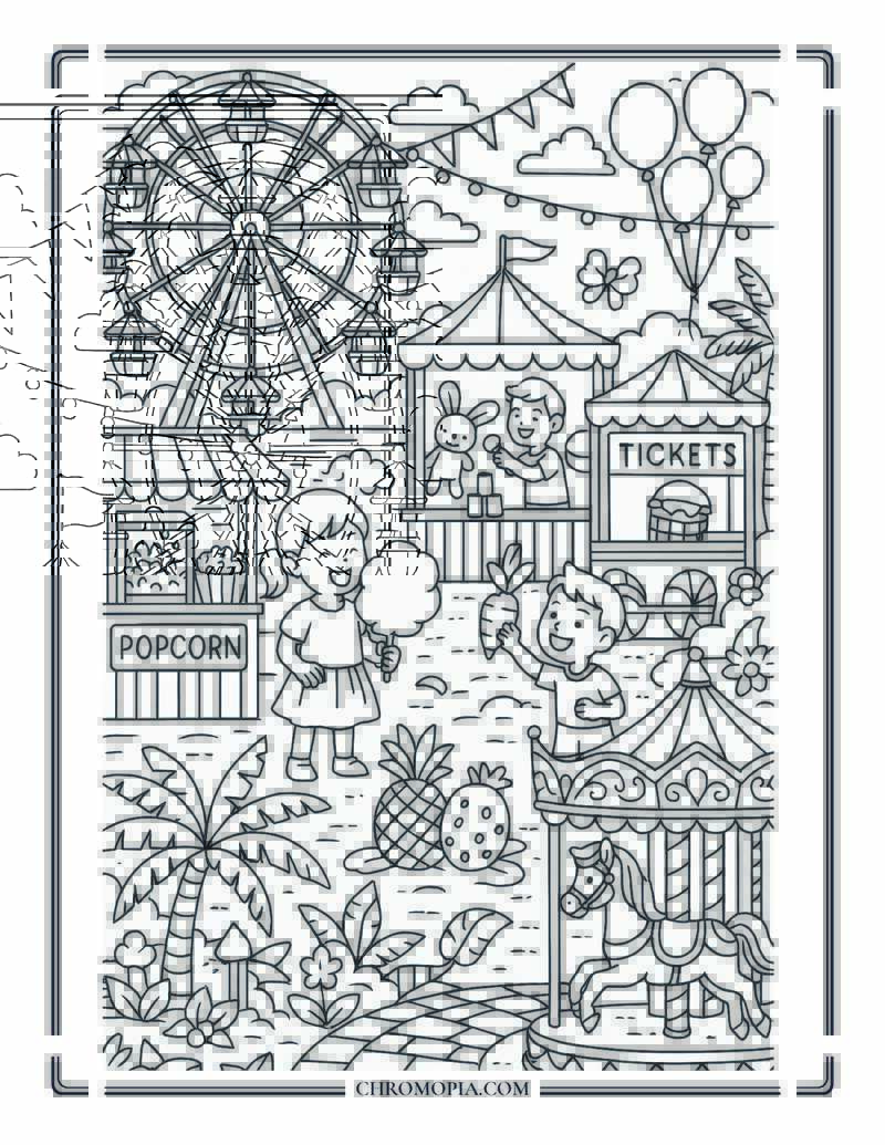 Summer Carnival Or Fair Coloring Page
