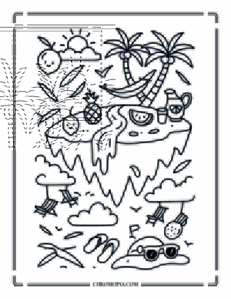 Floating Island Of Endless Summer Coloring Page