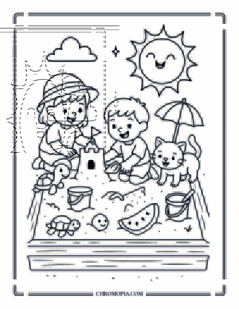 Summer Sandbox Adventures Coloring Page