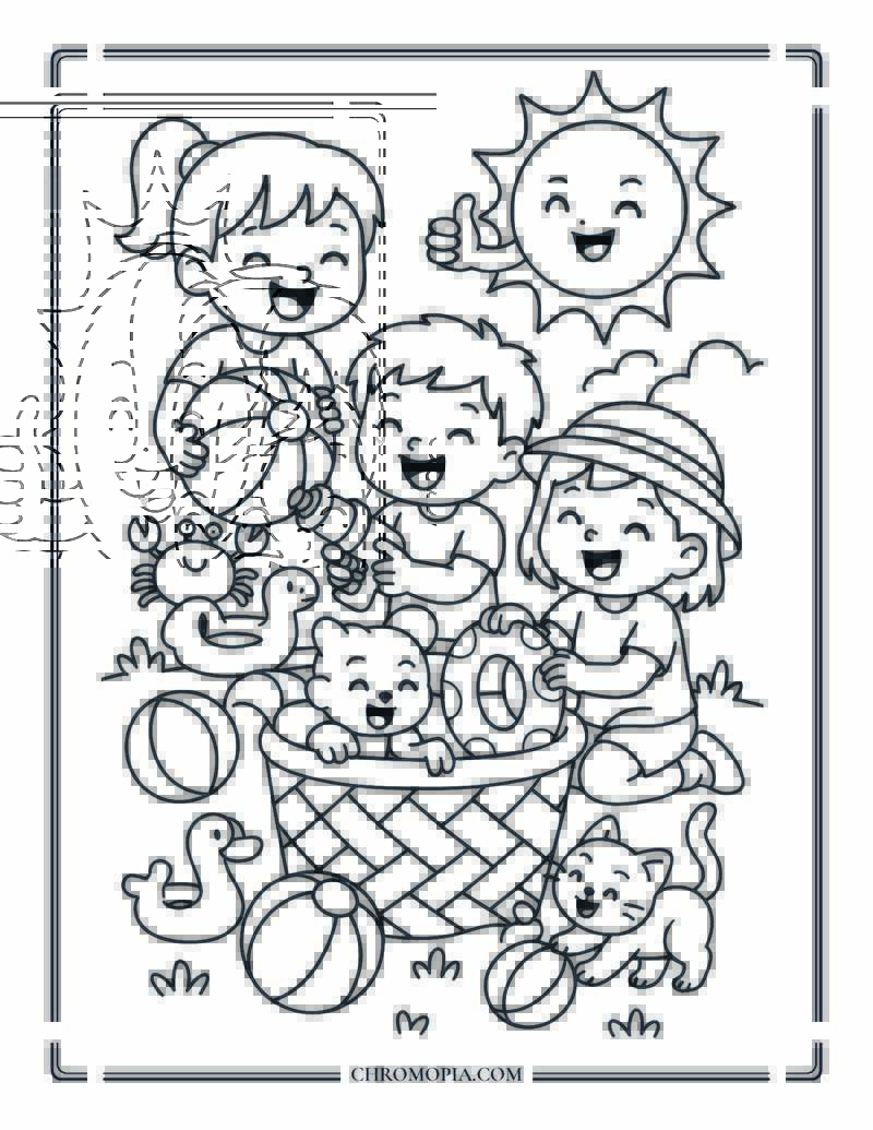 Summer Toy Clean Up Game Coloring Page