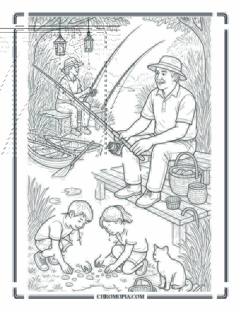 Fishing By The River Coloring Page