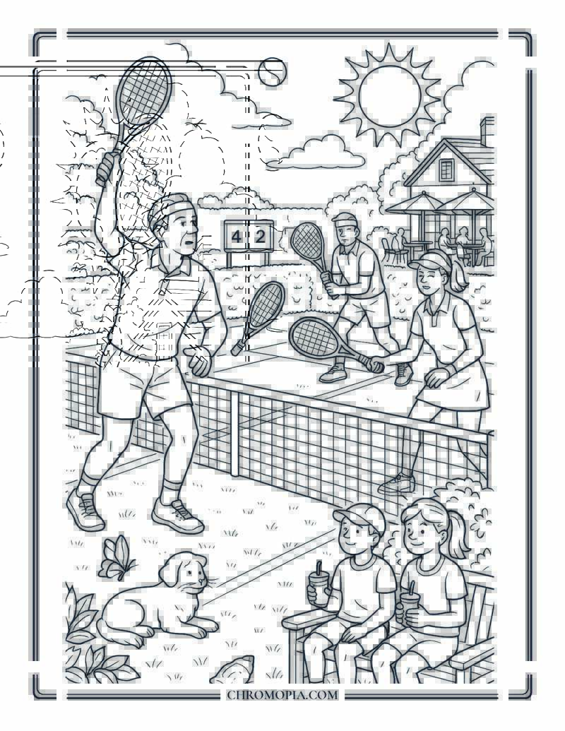Lawn Tennis At A Country Club Coloring Page