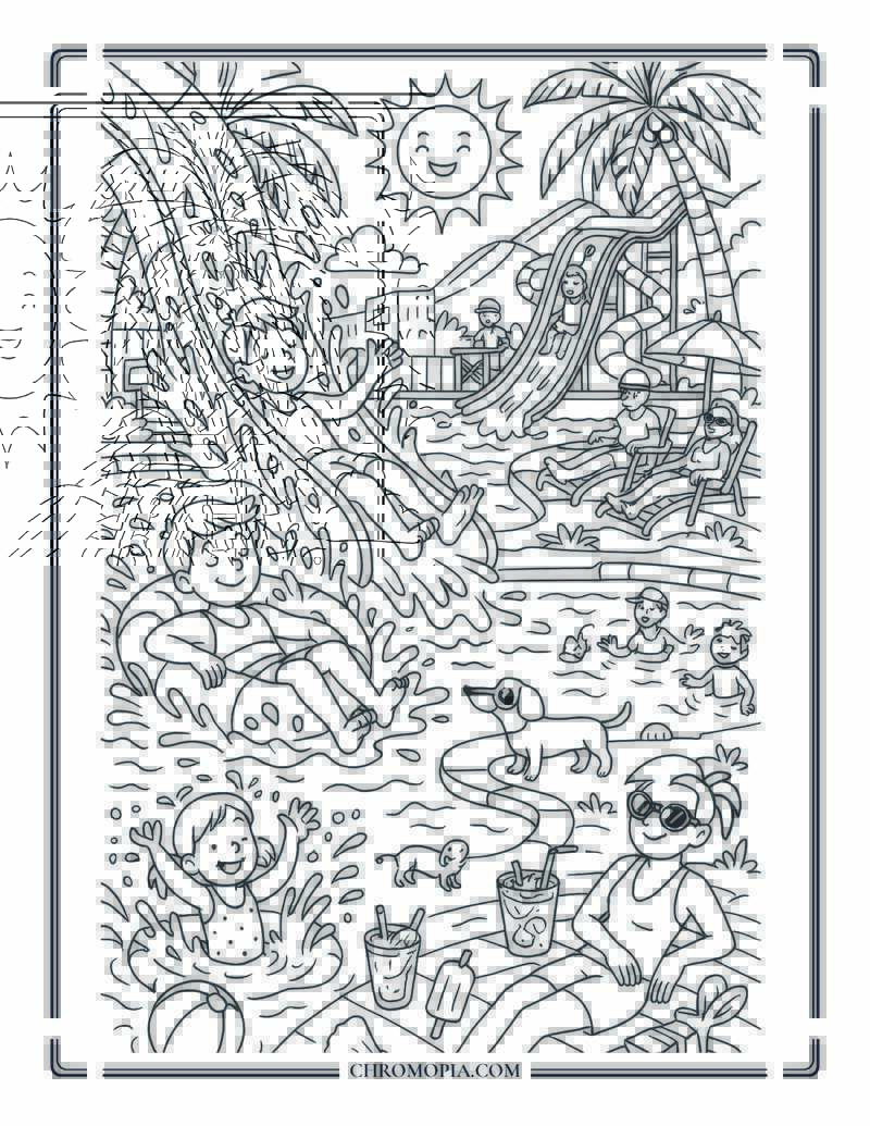 Water Park Adventure Coloring Page