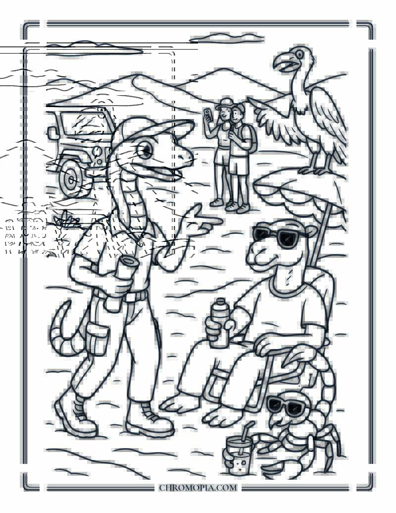 Desert Safari Summer Hangout Coloring Page