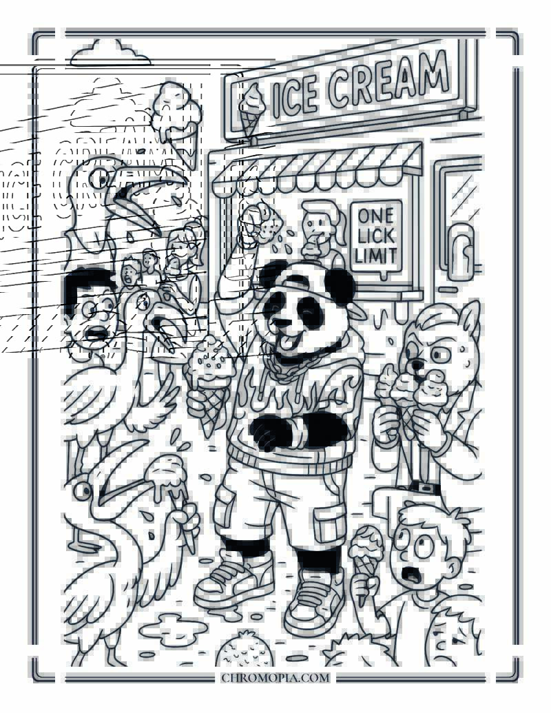 Ice Cream Truck Invasion Coloring Page