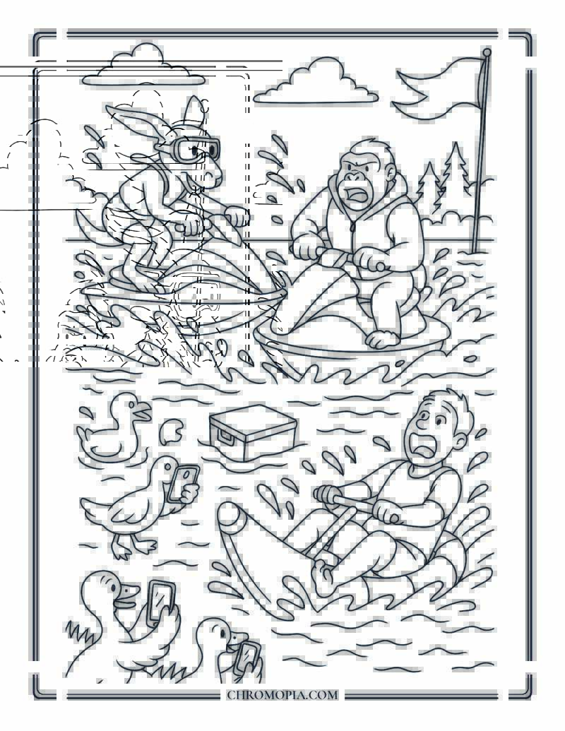 Jet Ski Madness At Wild Lake Coloring Page