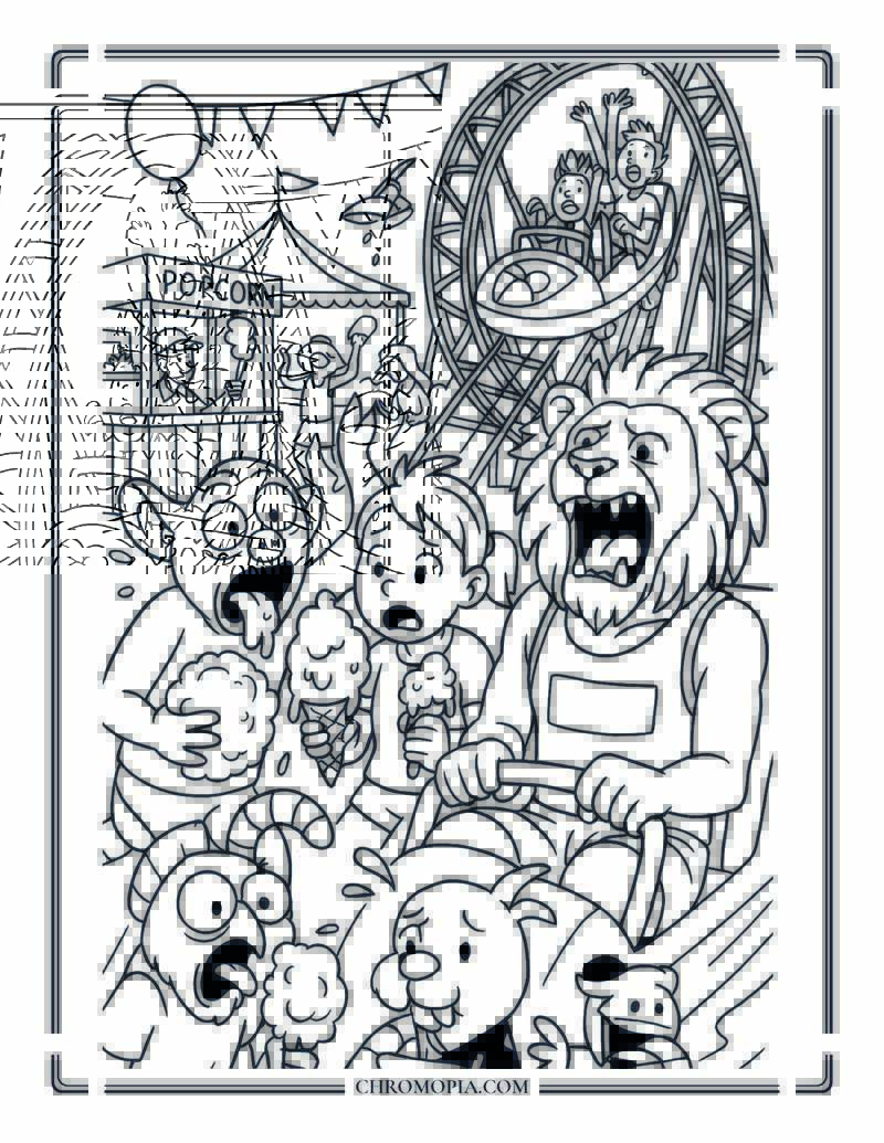 Summer Amusement Park Takeover Coloring Page