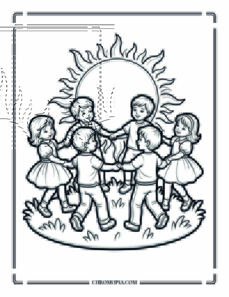 Children Holding Hands In Sunlit Circle