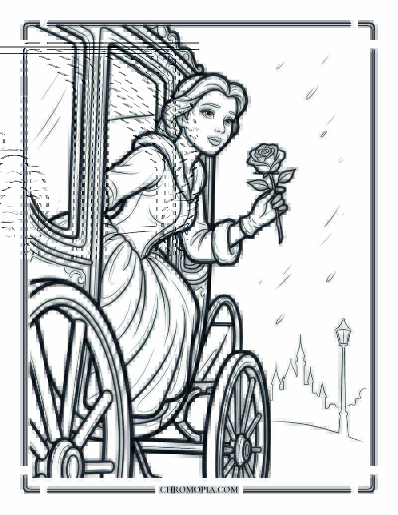 Gothic Winter Carriage Elegance Coloring Sheet
