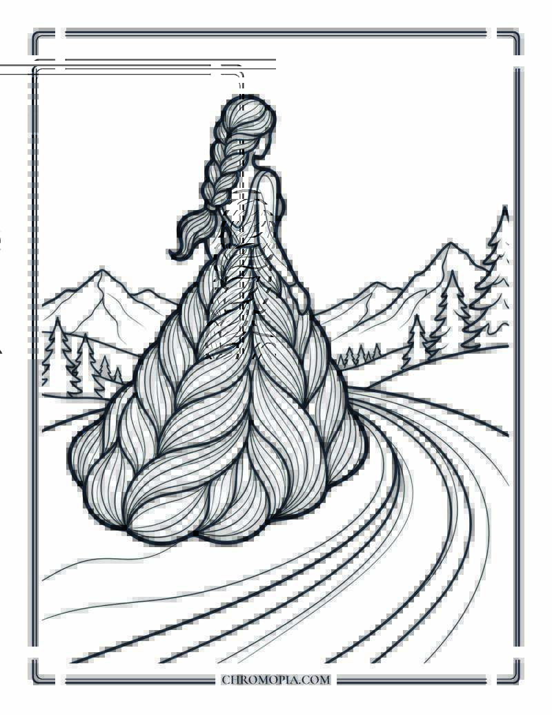 Snow Queen Mountain Reflection Coloring Page