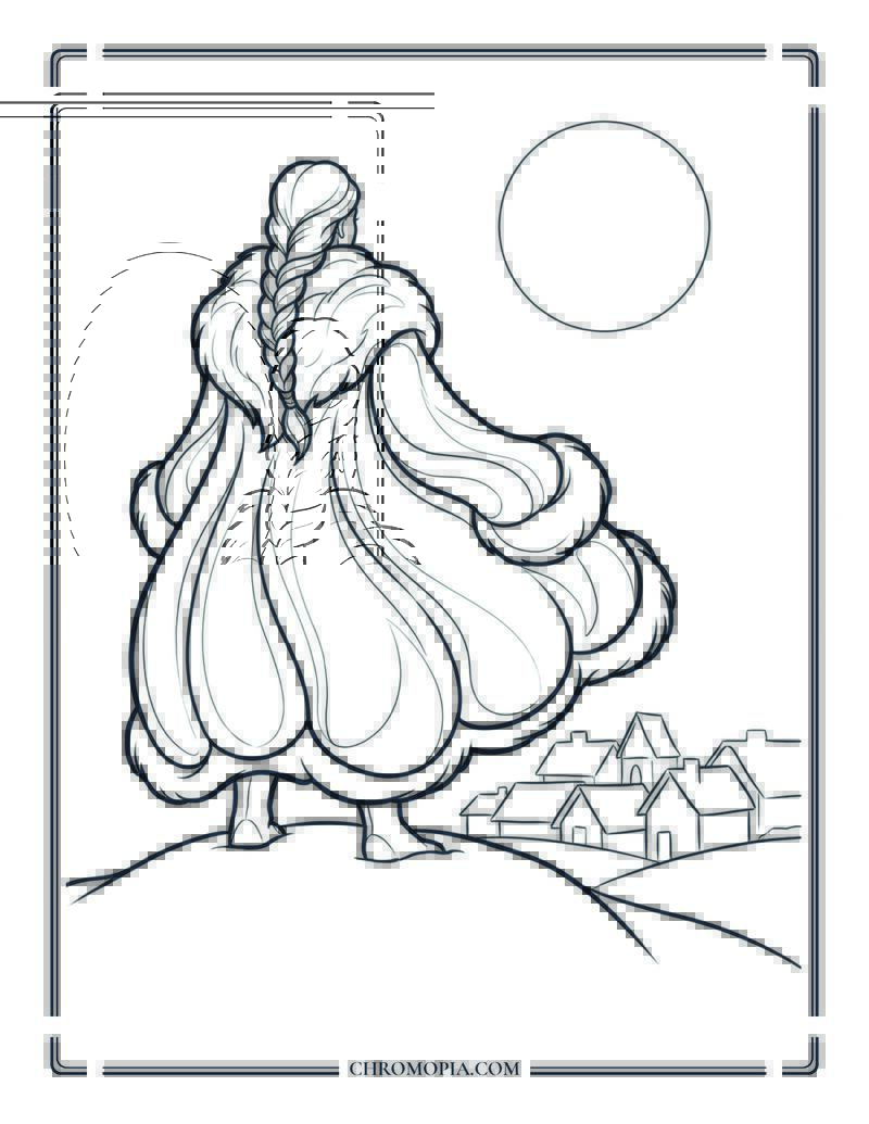 Winter Queen Village View Coloring Sheet