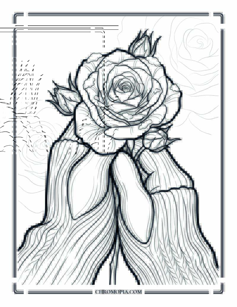Winter Rose Touch Moment Coloring Page
