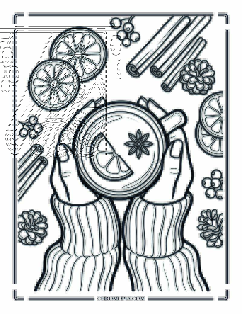 Winter Tea Ritual Hands Coloring Sheet