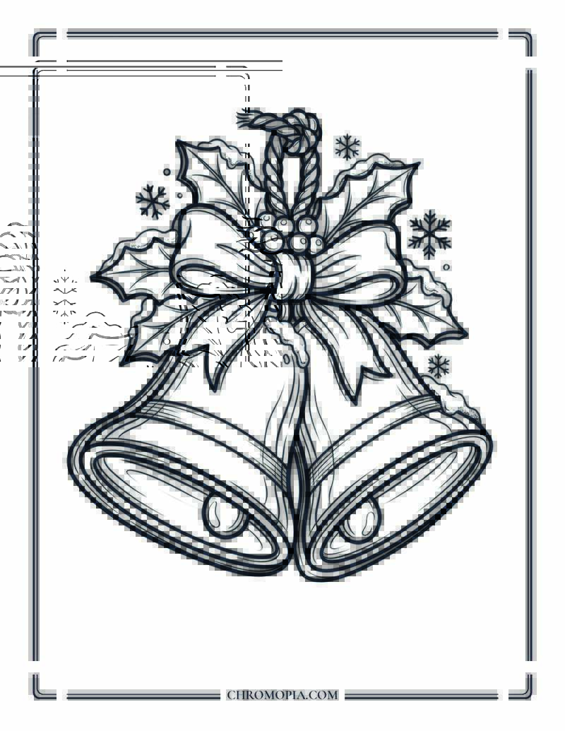 Vintage Christmas Bells Ornament Coloring Page