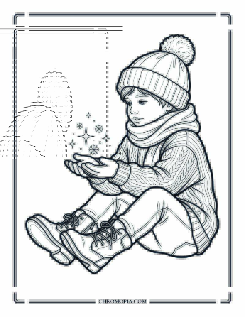 Snow Wonder Girl Holding Sparkles Coloring Page