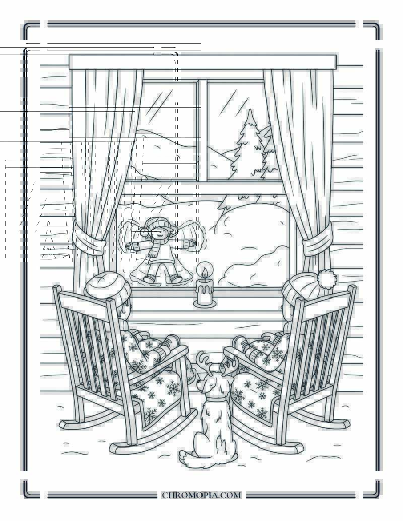 Mickey And Minnies Cozy Cabin Winter Night Disney Coloring Page