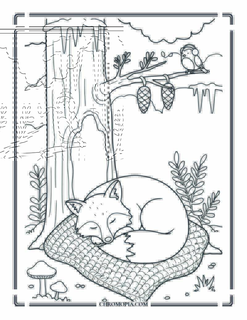 Cool Wolf DJ At Snowy Dance Party Coloring Page