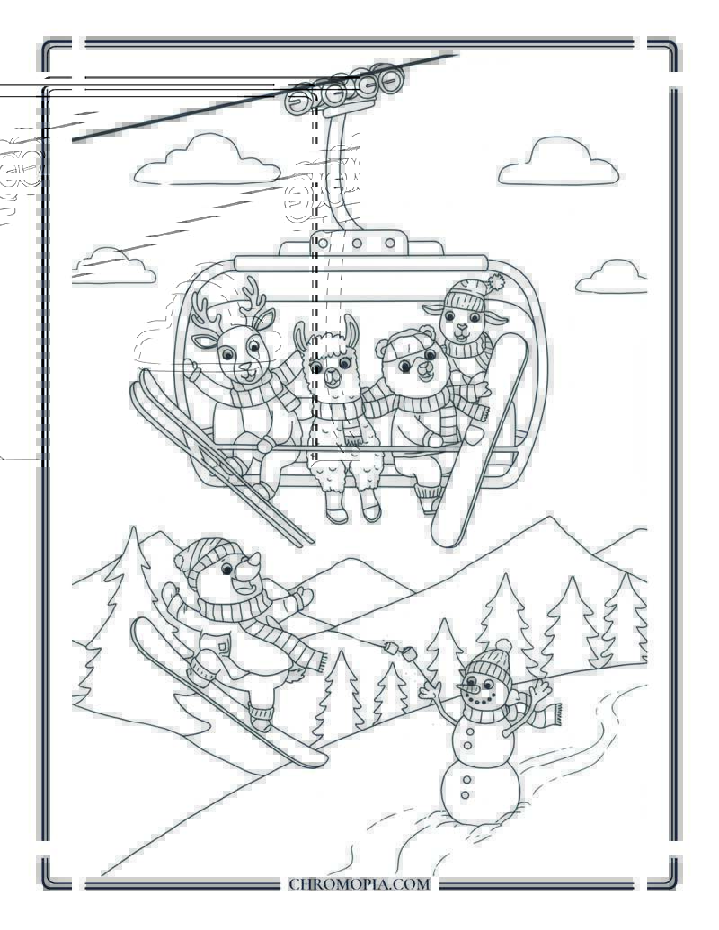 Giant Arctic Fox In Knitted Winter Scarf Coloring Page