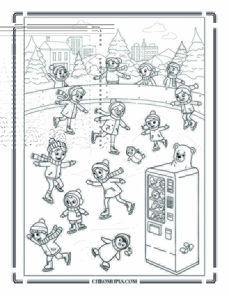 Kawaii Penguin Riding Ice Cream Snowmobile Coloring Page