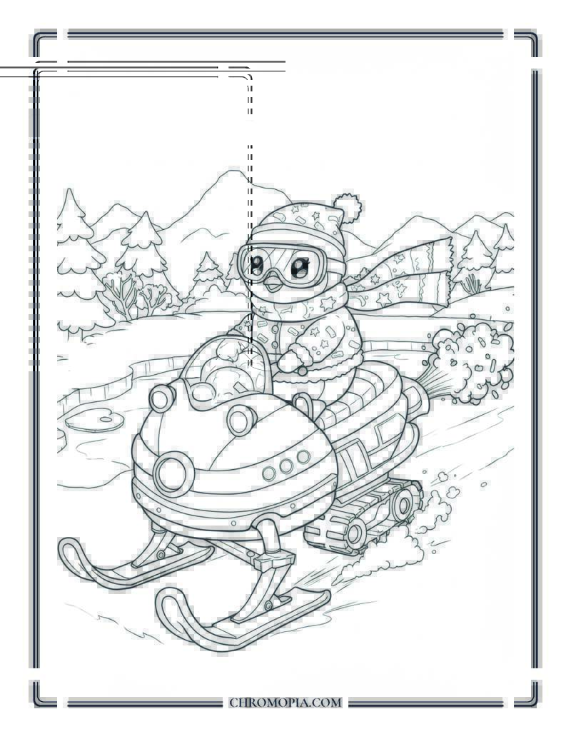 Snowy Owl In Winter Sweater On Icy Branch Coloring Sheet