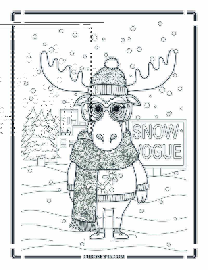 Winter Red Fox Curled In Wool Blanket Cozy Woodland Coloring Page
