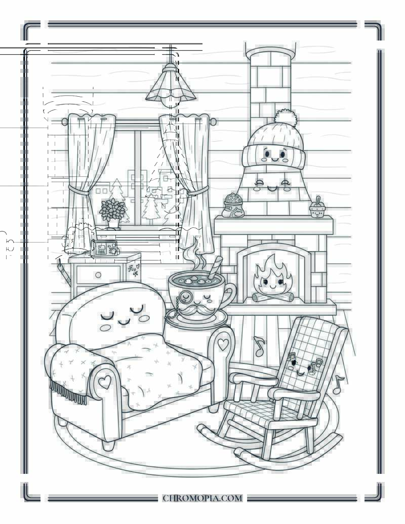 Cozy Cabin Coloring Sheet With Talking Furniture